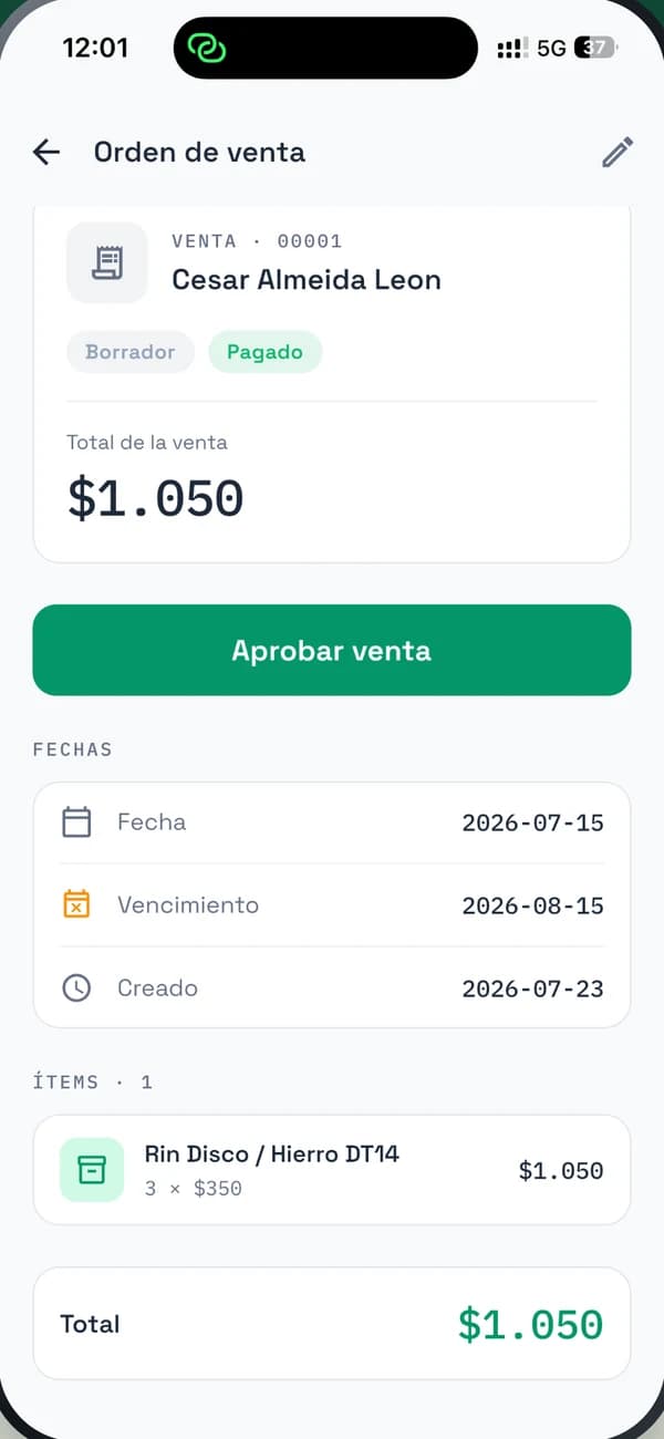 Aprueba la venta desde el teléfono